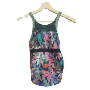 Athleta Girl Surfs Up Tankini Top Swim Top Floral Blue Size 12 NEW